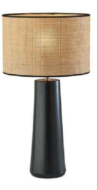 Black Cone Rattan Shade Lamp