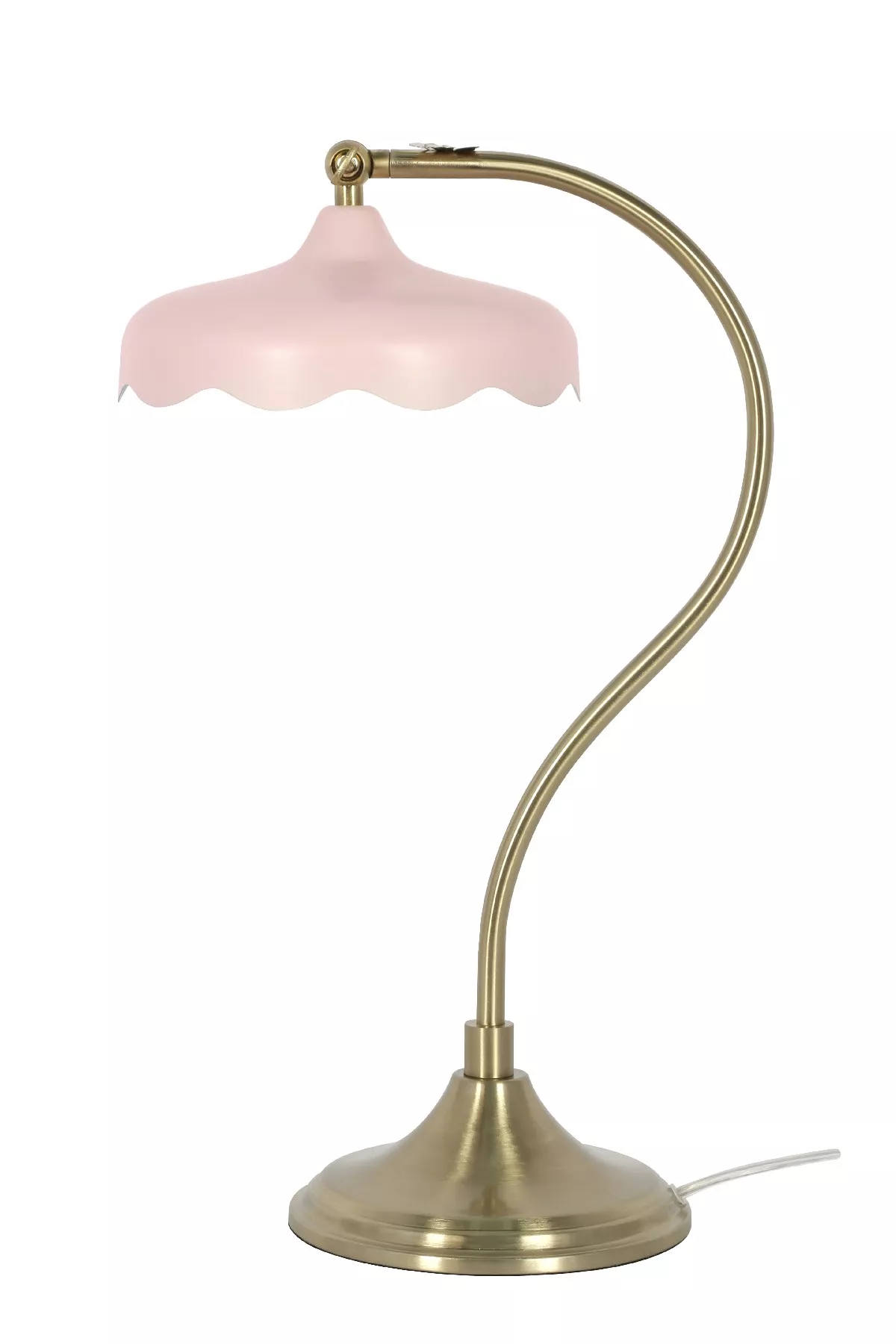Arc Brass Pink Shade Lamp